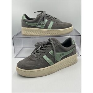 Gola Grandslam Flame CLB398 Ash Gray Suede Metallic Green Lifestyle Sneakers 6